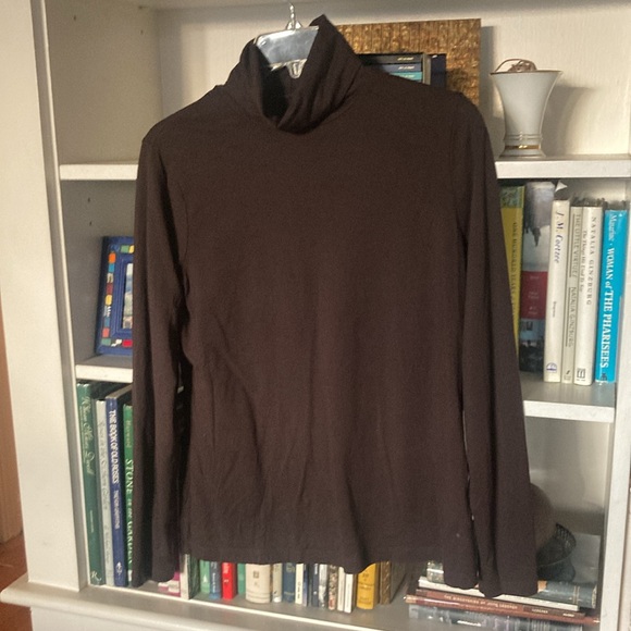 Lands End petite, medium brown turtleneck, cotton modal - Picture 2 of 4